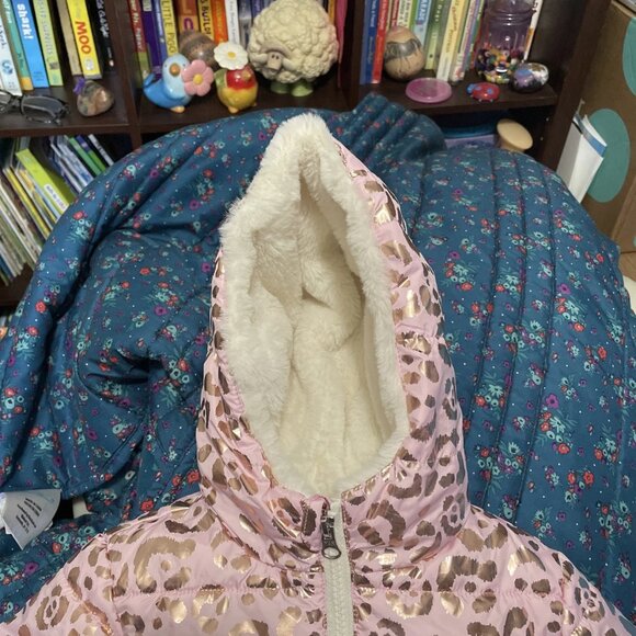 Swiss Tech Baby Hooded Puffer Jacket, Leopard Print, Pink/Gold, 12M - Picture 4 of 7